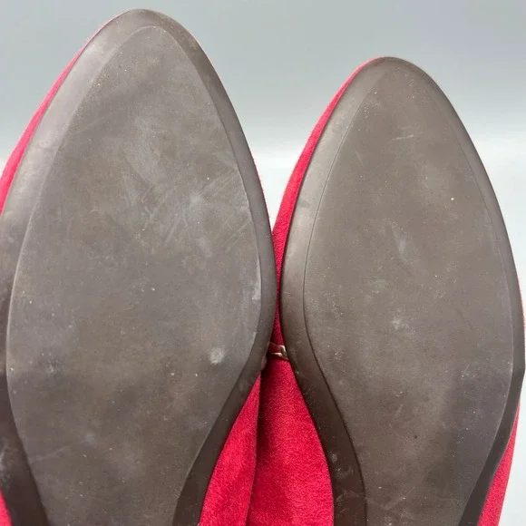 AGL Attilio Giusti Leombruni Red Suede Gold Bar Loafers Flats N542004 40 Italy - Picture 8 of 8